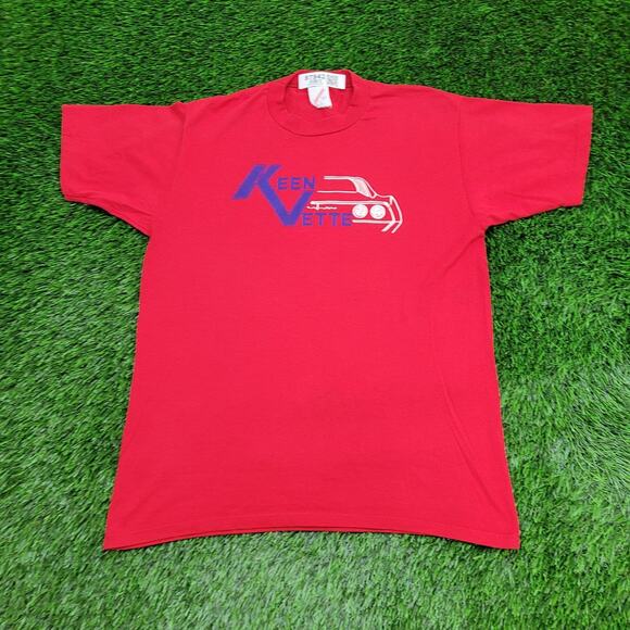 Vintage 80s Keen Vette Z06 Shirt M/L 20x27 Red Car Enthusiast - Picture 1 of 14